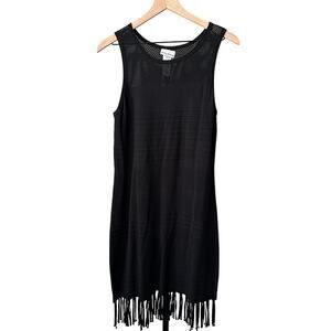 Tommy Bahama Hi Neck Lightweight Sweater Dress Coverup Medium Black NWT